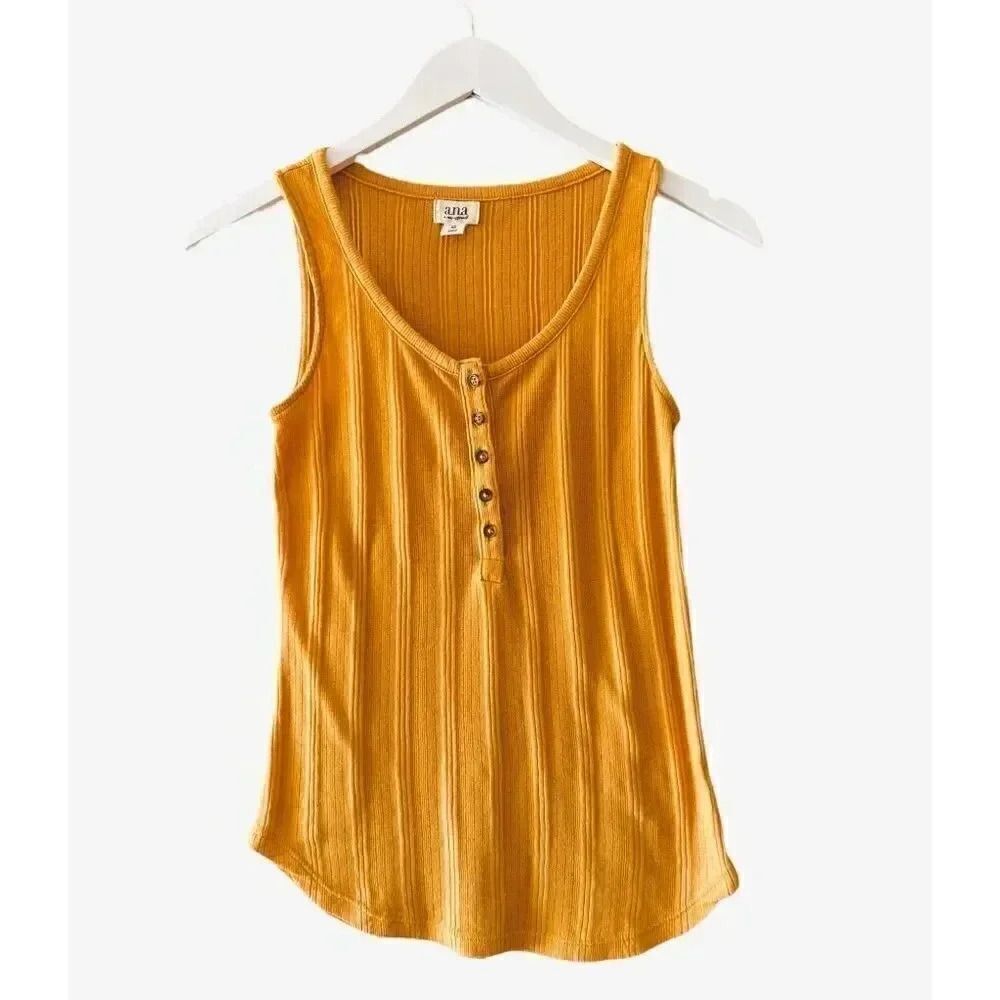 Ana A New Approach Mustard Sleeveless Textured Womens Tank Top SZ XS